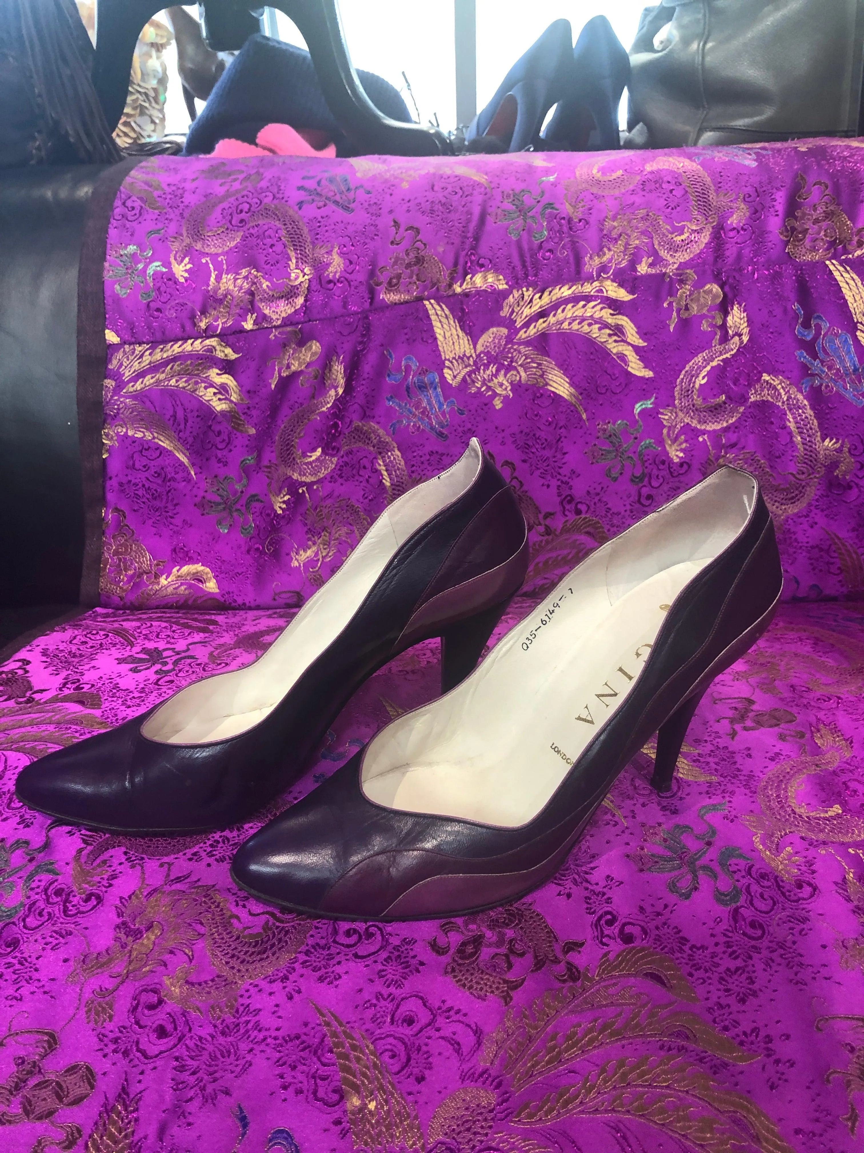 Gina of London 3 tone purple leather vintage shoes UK size 7