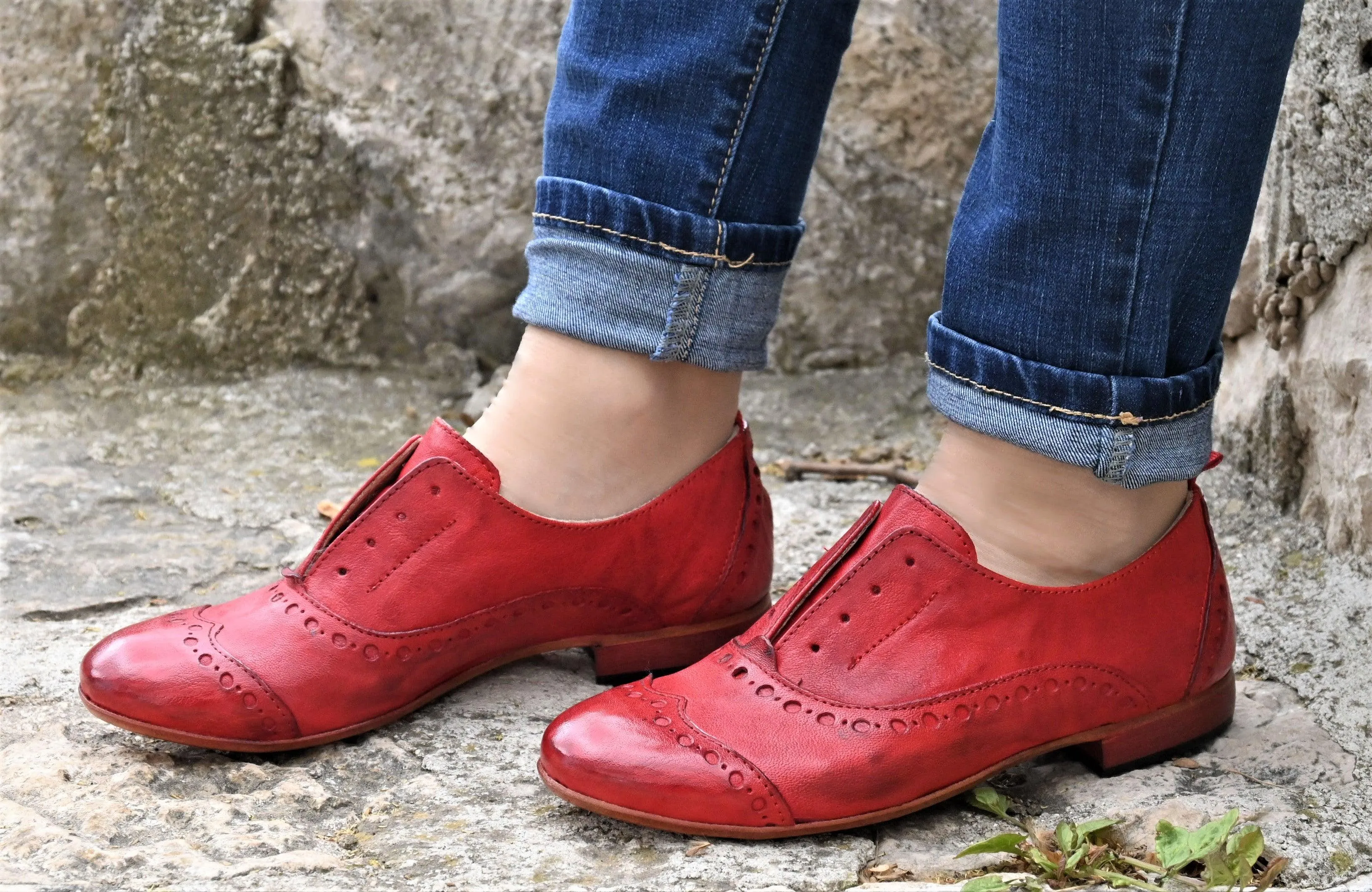 GIUSY 070 - Texas Leather SHOES RED CURRANT