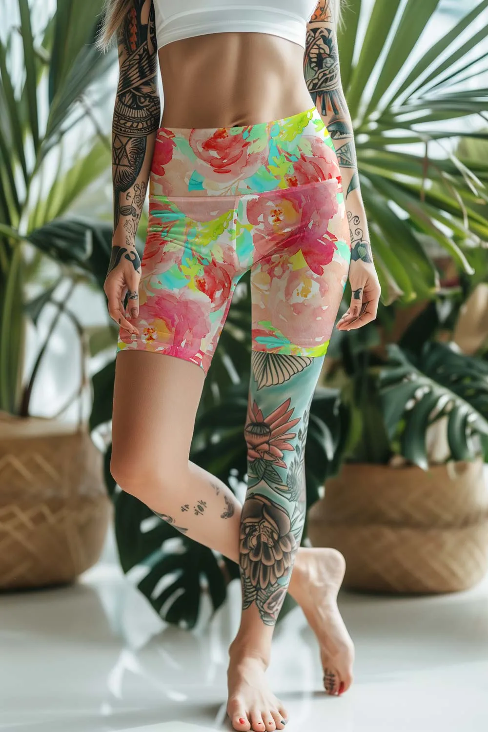 Good Idea Karen Floral Performance Yoga Biker Shorts - Women