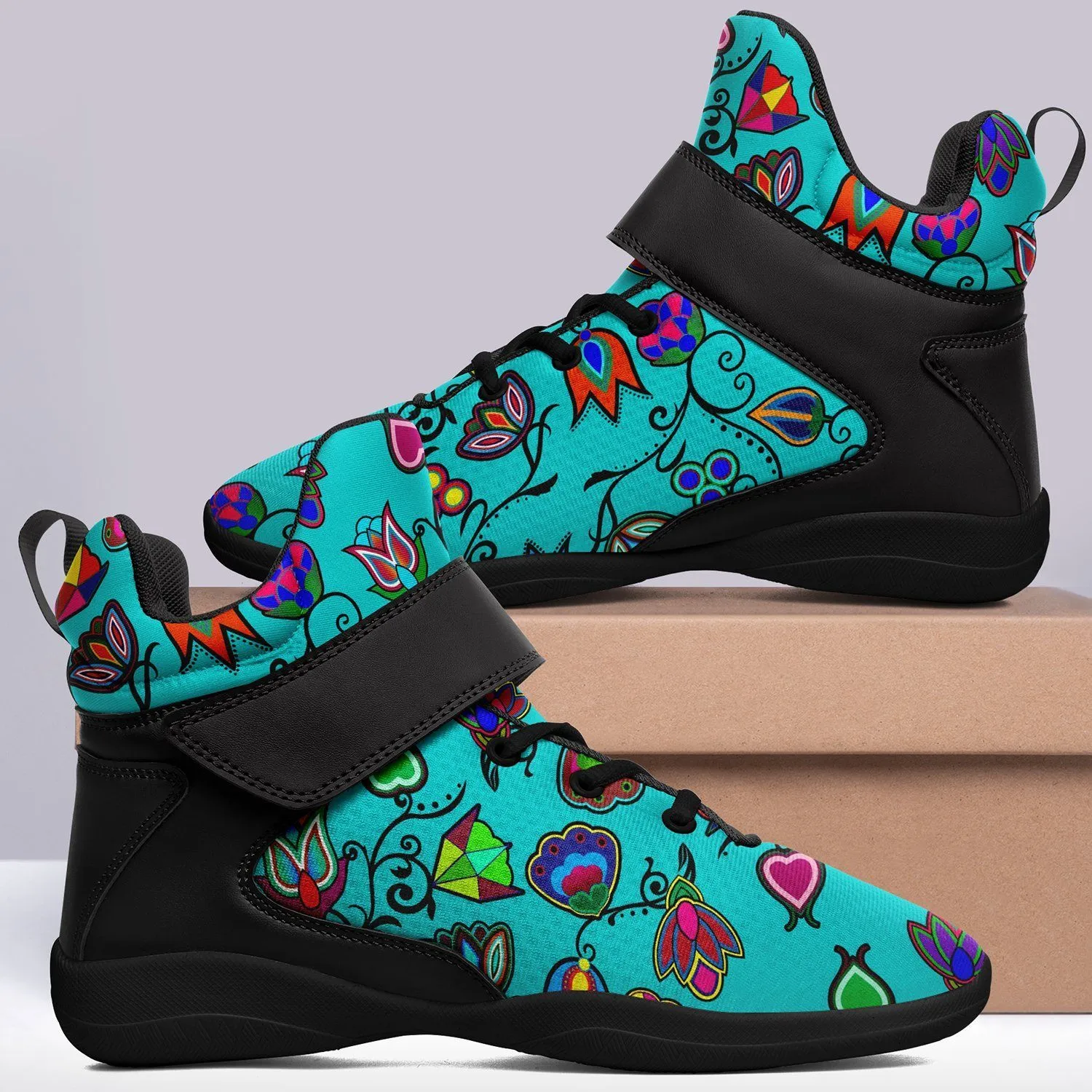 Indigenous Paisley Sky Ipottaa Basketball / Sport High Top Shoes - Black Sole