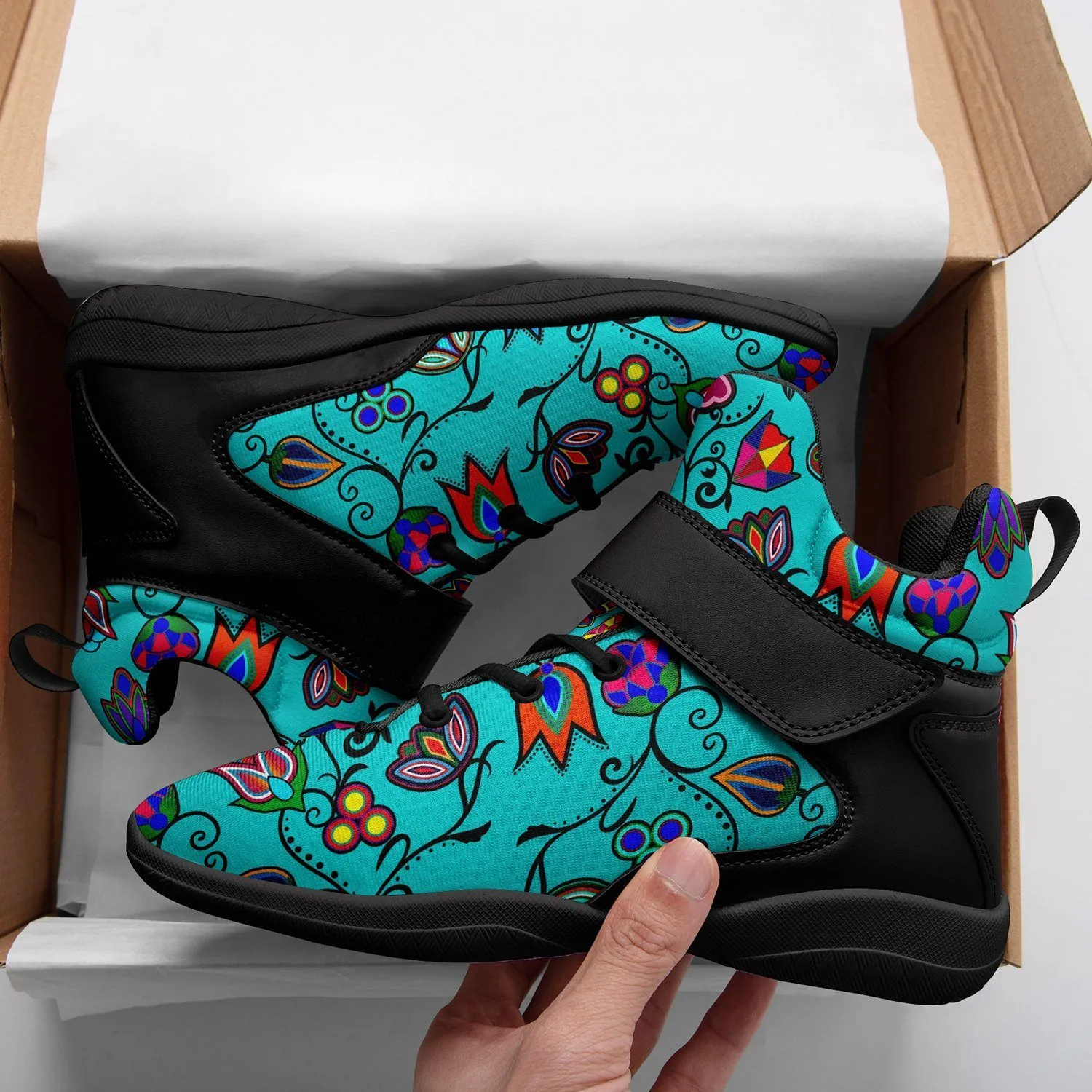 Indigenous Paisley Sky Ipottaa Basketball / Sport High Top Shoes - Black Sole