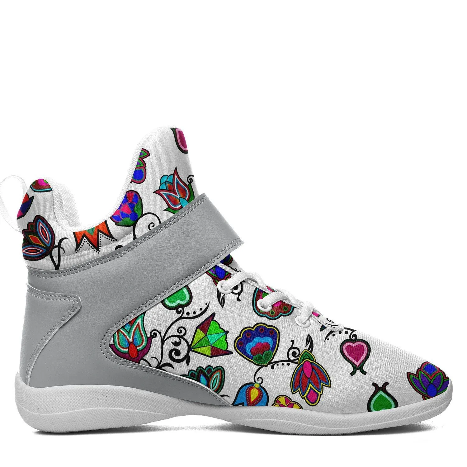 Indigenous Paisley White Kid's Ipottaa Basketball / Sport High Top Shoes