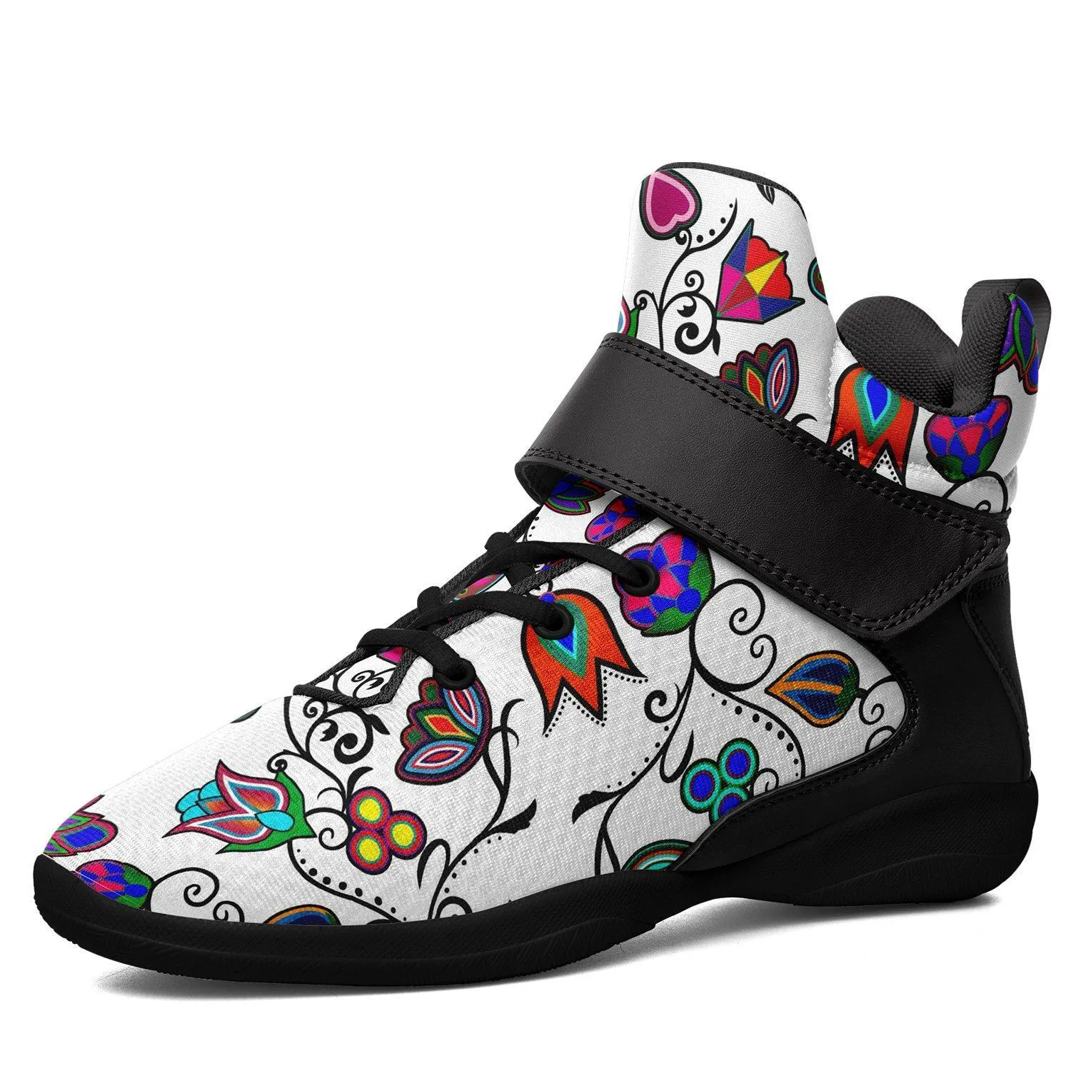 Indigenous Paisley White Kid's Ipottaa Basketball / Sport High Top Shoes