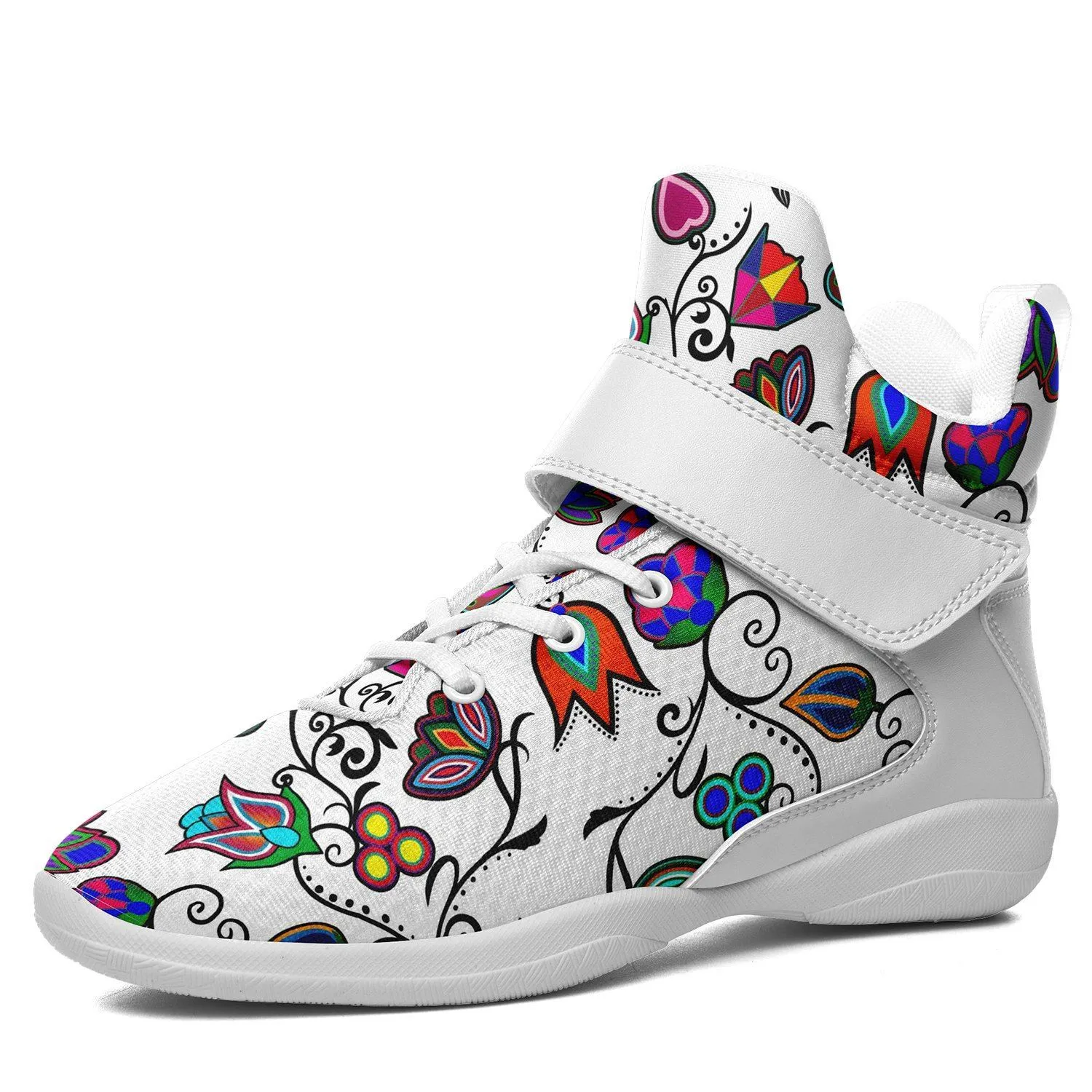 Indigenous Paisley White Kid's Ipottaa Basketball / Sport High Top Shoes