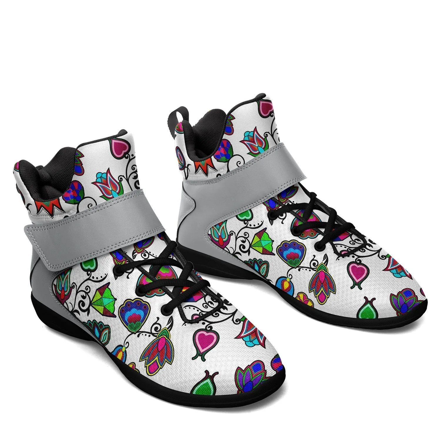 Indigenous Paisley White Kid's Ipottaa Basketball / Sport High Top Shoes