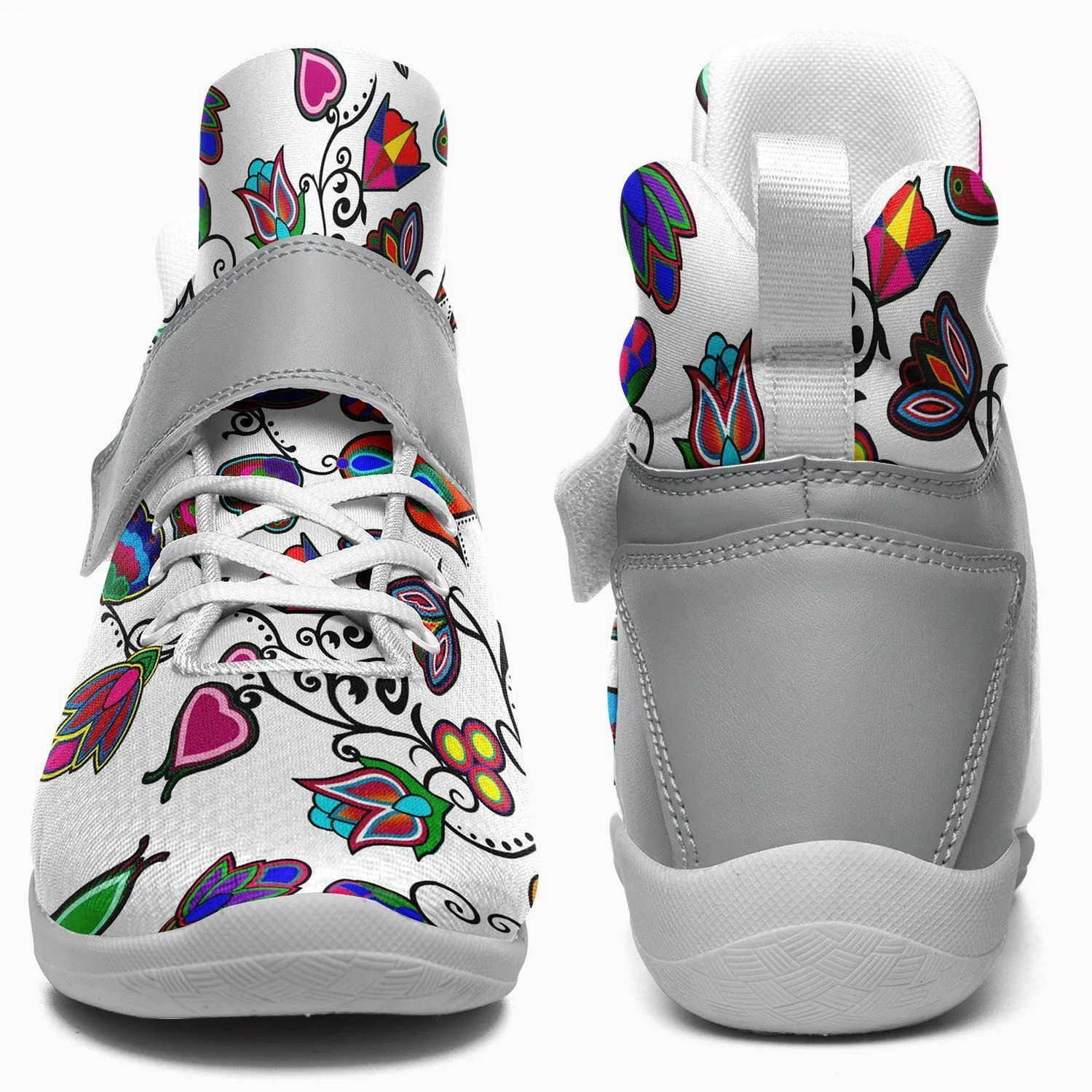 Indigenous Paisley White Kid's Ipottaa Basketball / Sport High Top Shoes