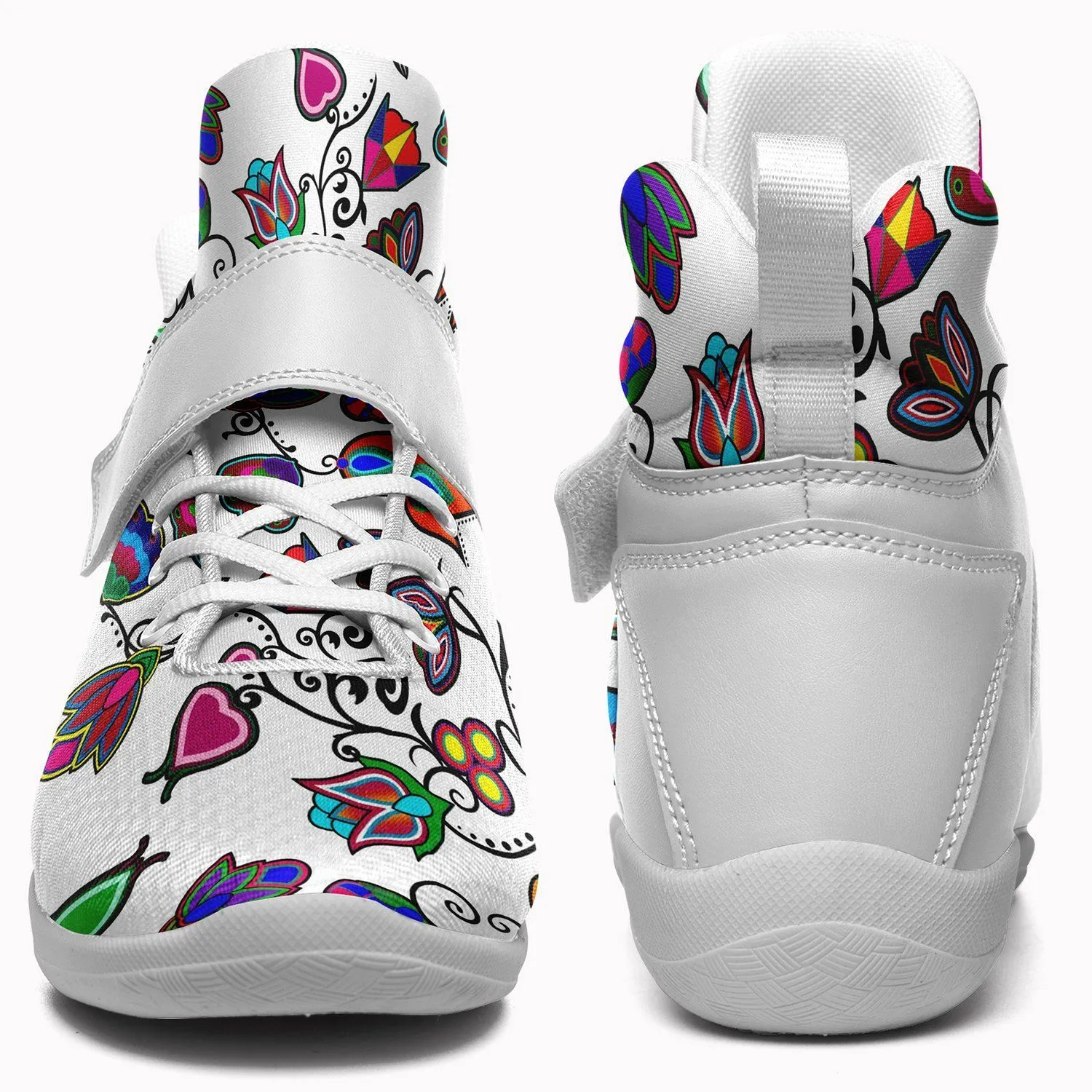 Indigenous Paisley White Kid's Ipottaa Basketball / Sport High Top Shoes