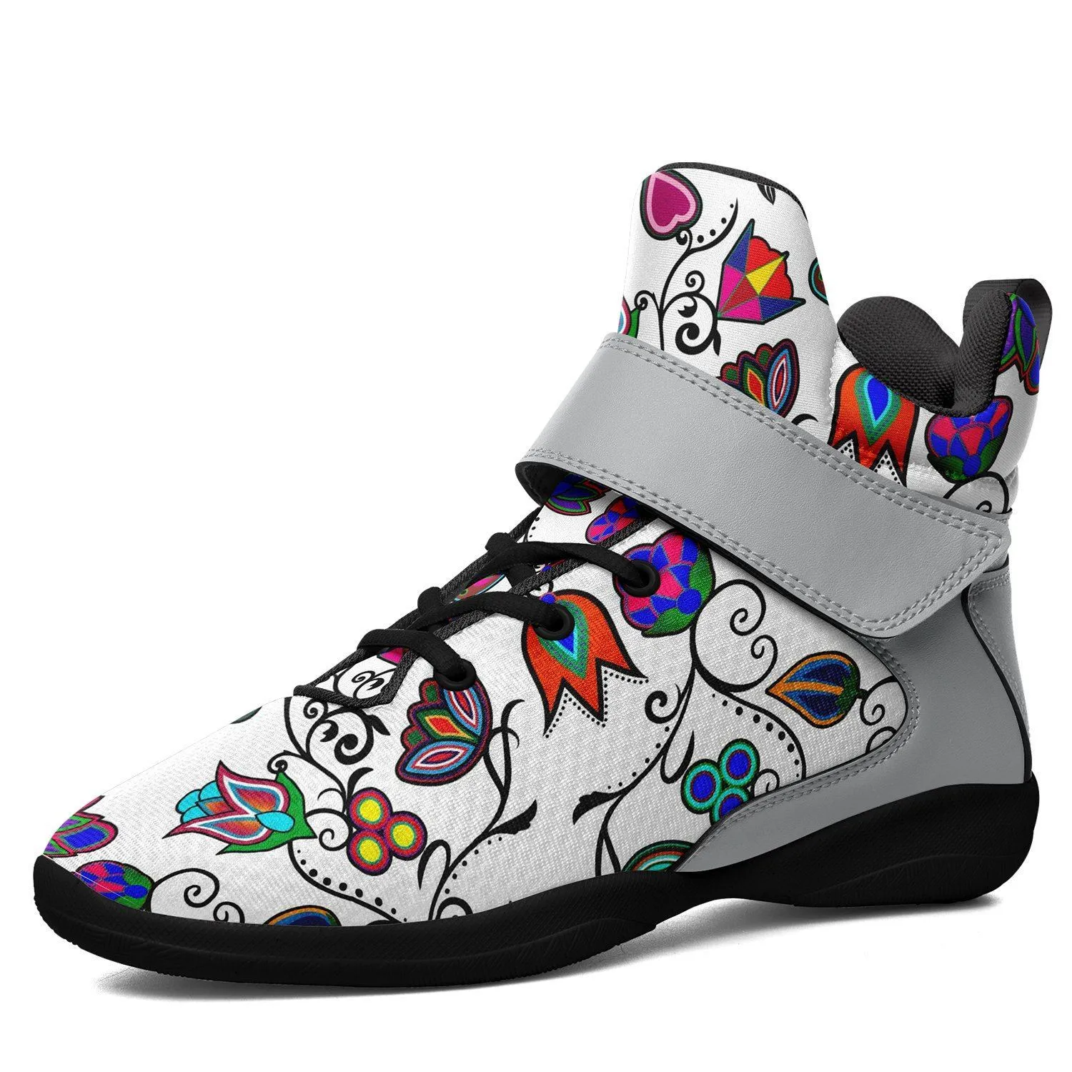 Indigenous Paisley White Kid's Ipottaa Basketball / Sport High Top Shoes