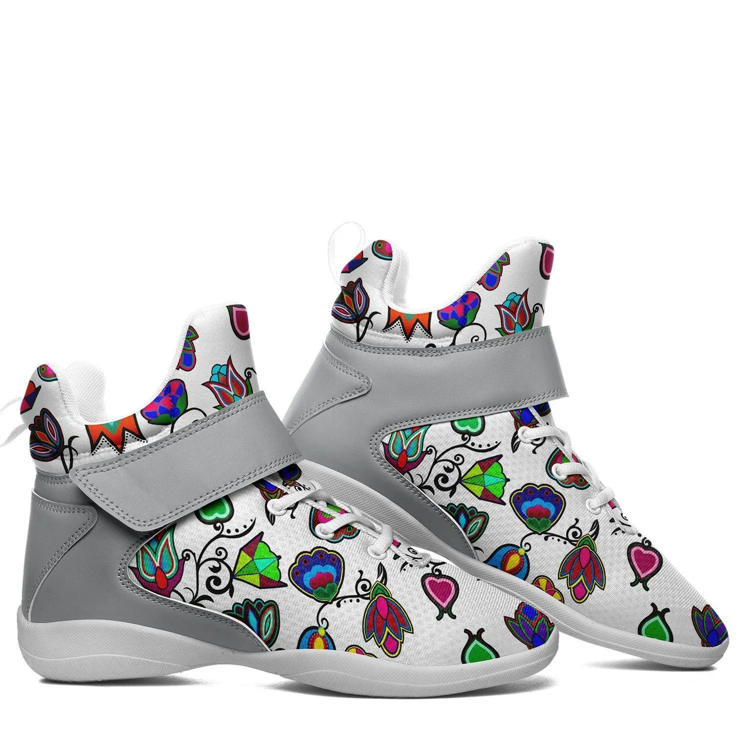 Indigenous Paisley White Kid's Ipottaa Basketball / Sport High Top Shoes