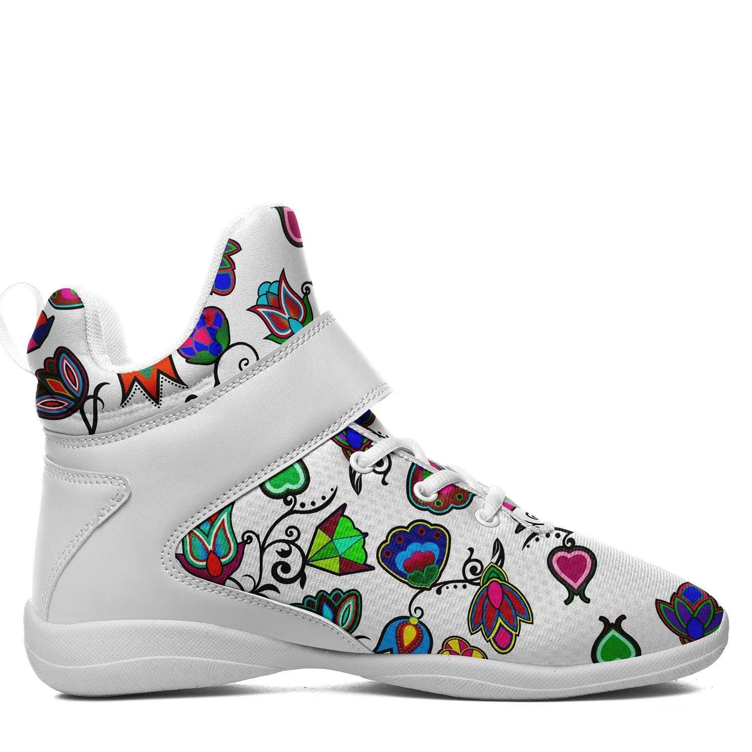 Indigenous Paisley White Kid's Ipottaa Basketball / Sport High Top Shoes