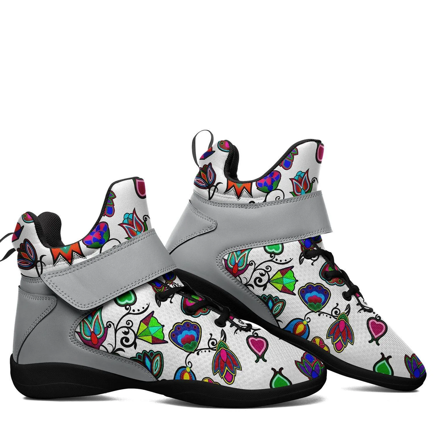 Indigenous Paisley White Kid's Ipottaa Basketball / Sport High Top Shoes