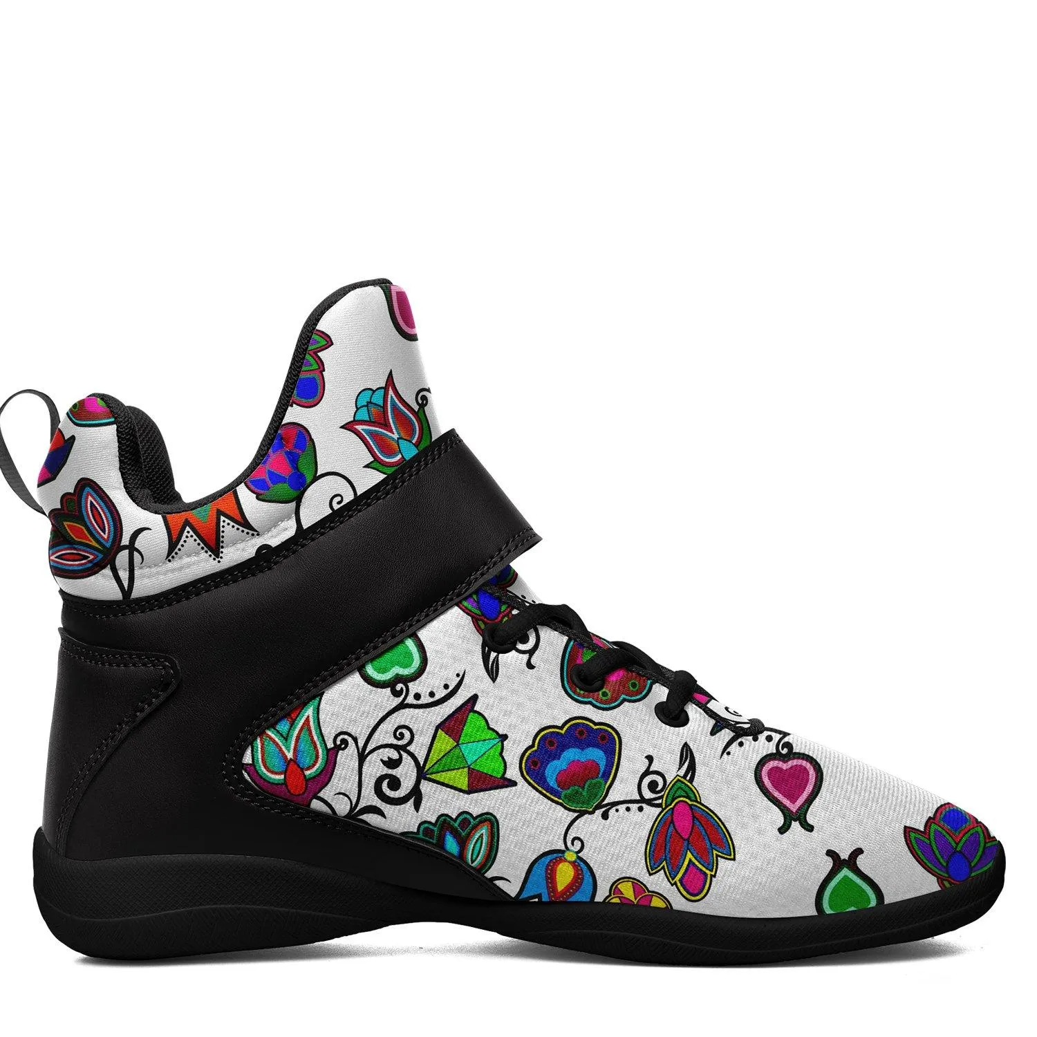 Indigenous Paisley White Kid's Ipottaa Basketball / Sport High Top Shoes