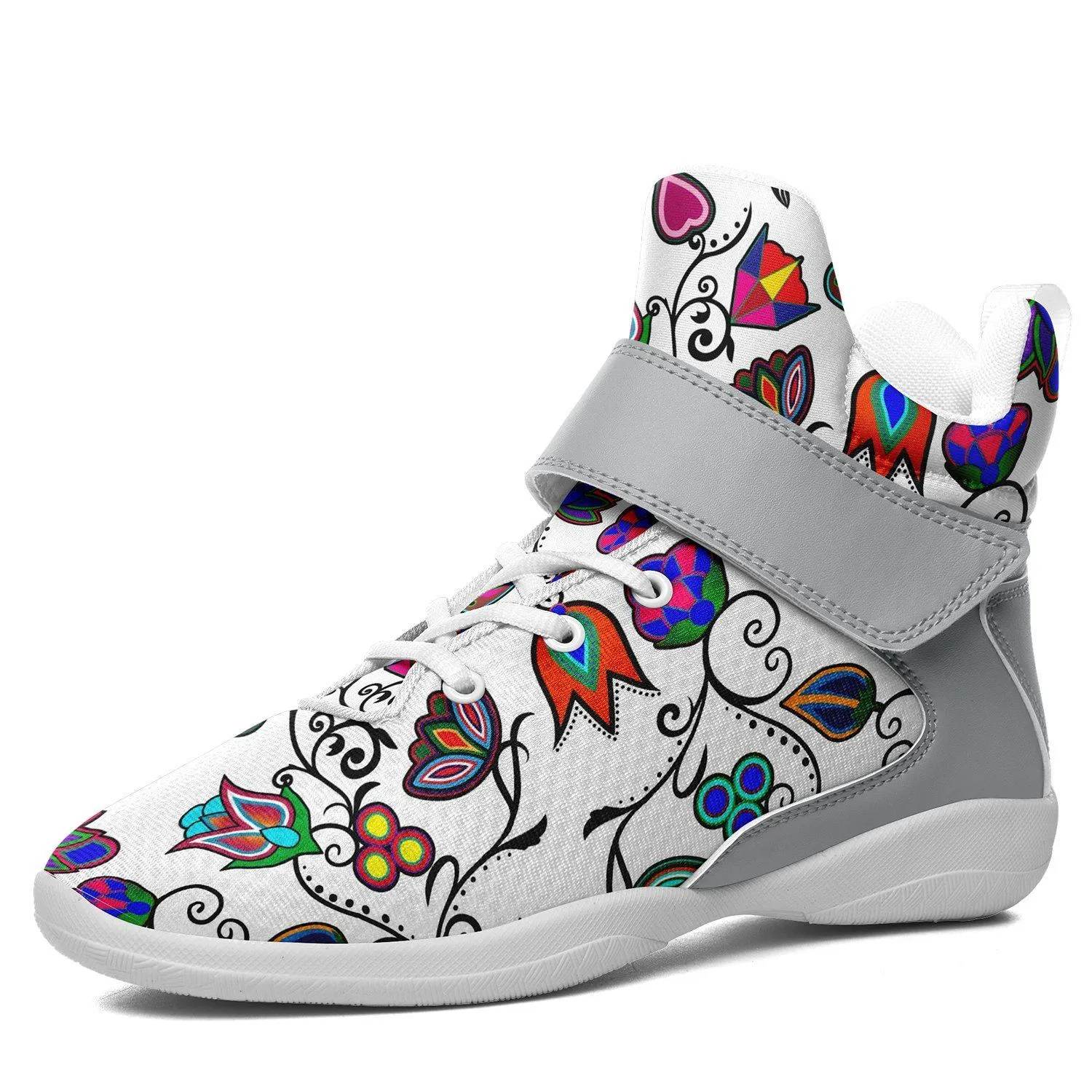 Indigenous Paisley White Kid's Ipottaa Basketball / Sport High Top Shoes