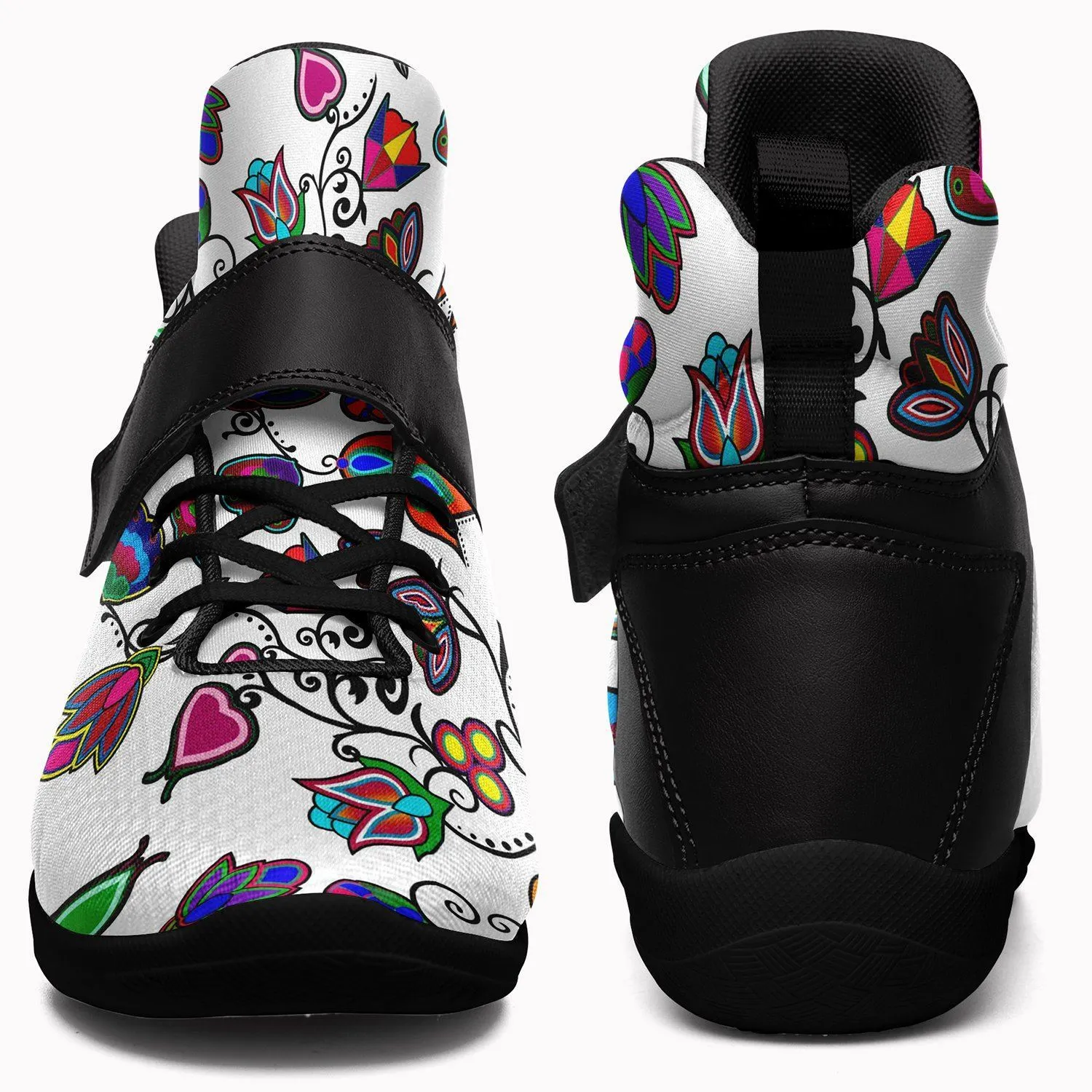 Indigenous Paisley White Kid's Ipottaa Basketball / Sport High Top Shoes