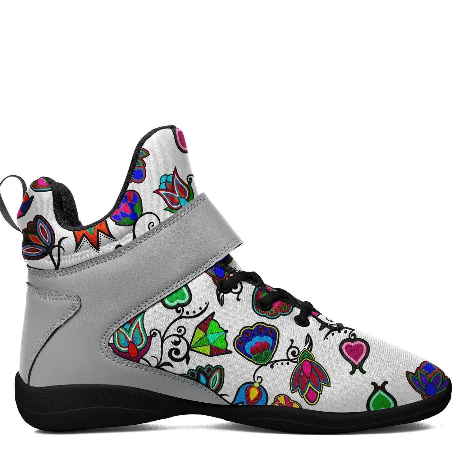 Indigenous Paisley White Kid's Ipottaa Basketball / Sport High Top Shoes