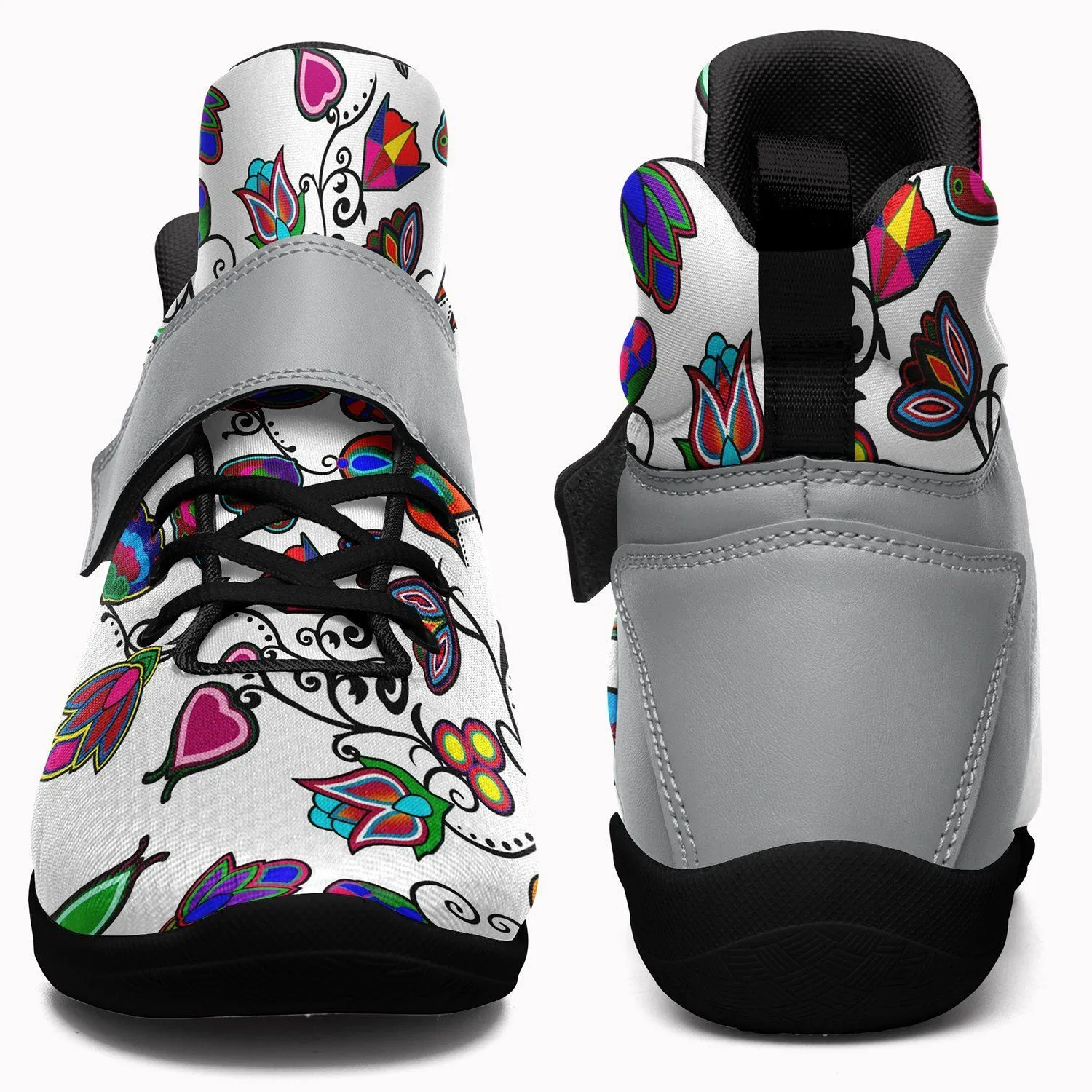 Indigenous Paisley White Kid's Ipottaa Basketball / Sport High Top Shoes