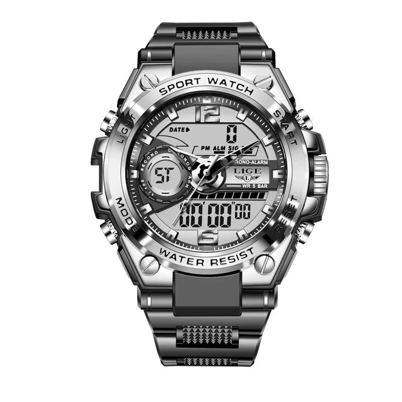 LIGE Digital Military style Sport Led Quartz Watch