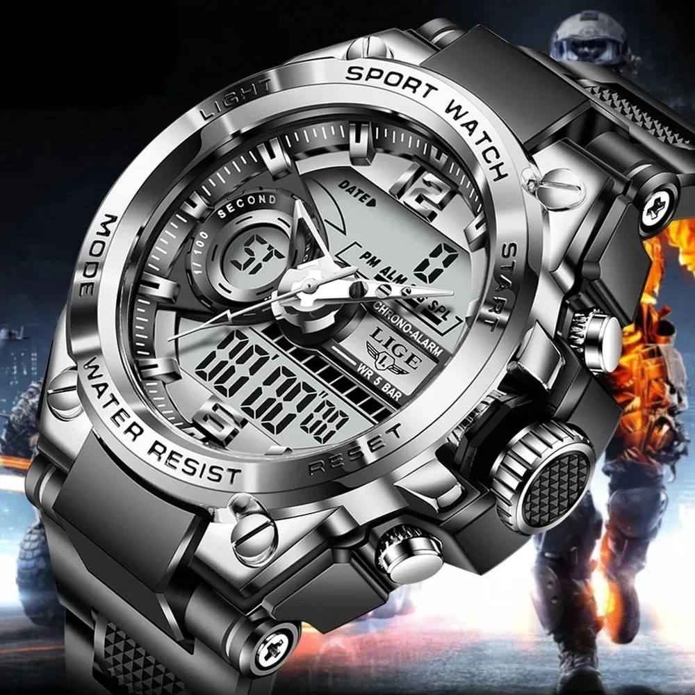 LIGE Digital Military style Sport Led Quartz Watch