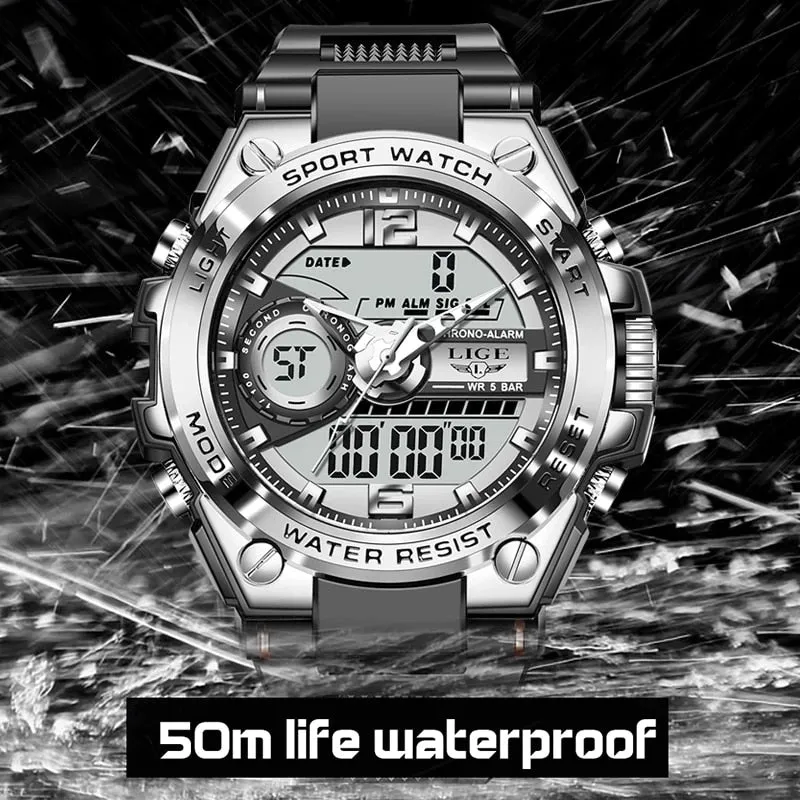 LIGE Digital Military style Sport Led Quartz Watch