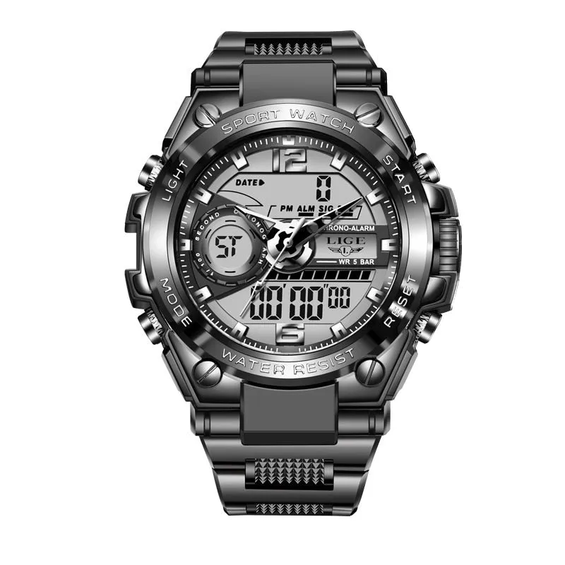 LIGE Digital Military style Sport Led Quartz Watch