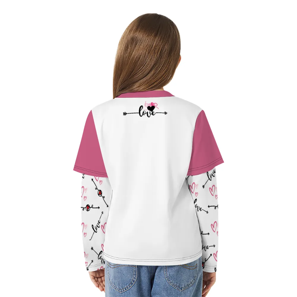 Love in Motion Long-sleeve Splicing T-Shirt for Girls