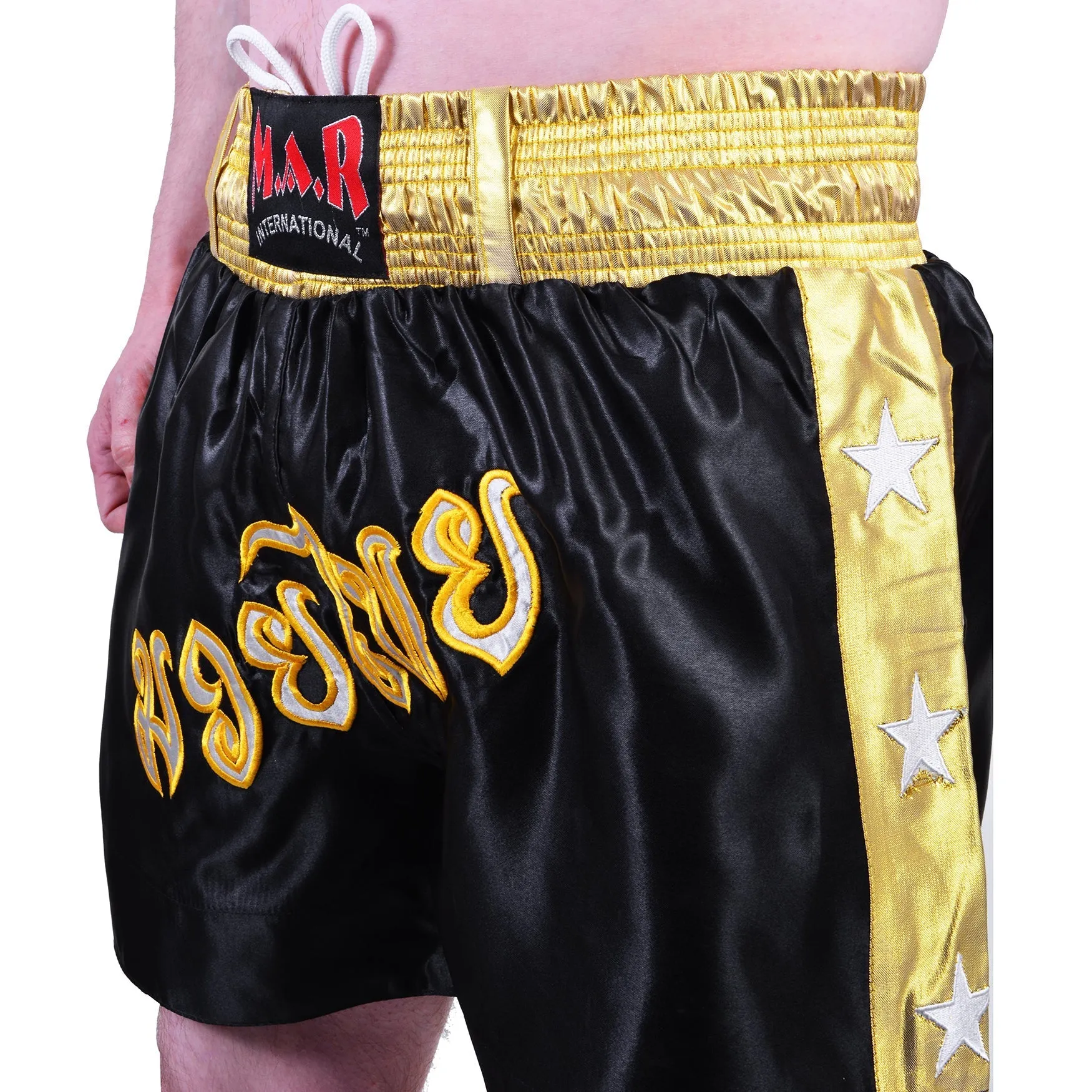 MAR-091D | Black & Yellow Kickboxing & Thai Boxing Shorts