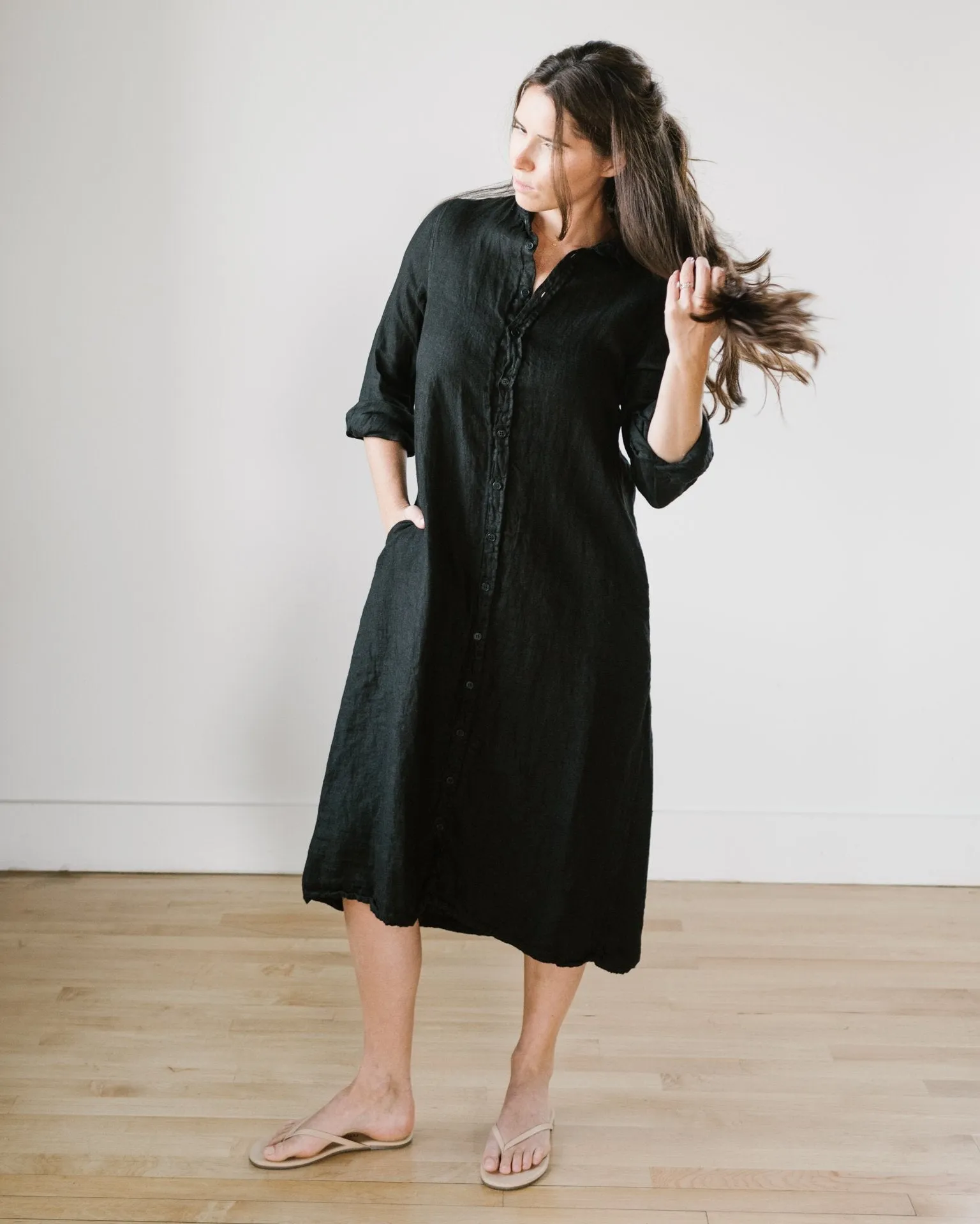 Maxi Shirtdress - HW Twill in Black