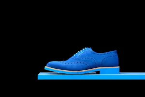 Mens Blue Suede Wingtip Dress Shoes