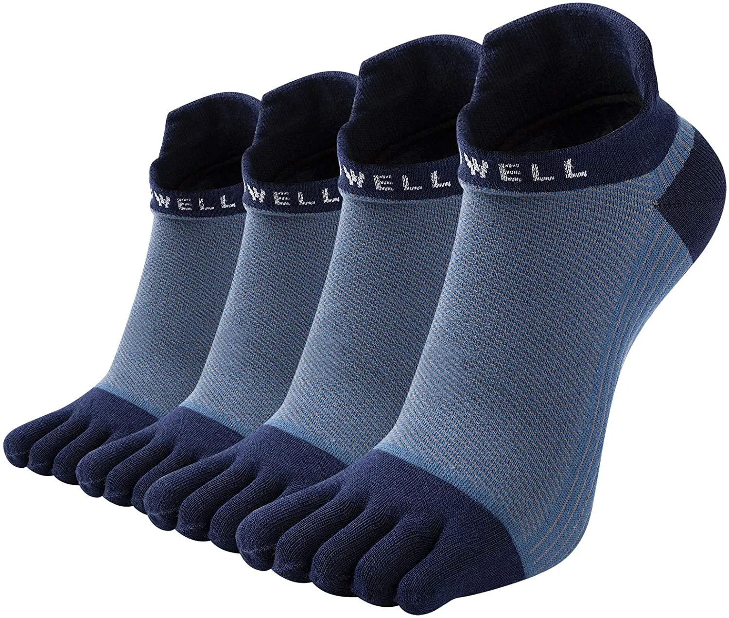 Men's Cotton Toe Socks Five Finger Socks No Show Crew Athletic Socks for Running 4 Pairs(Size 7-11)