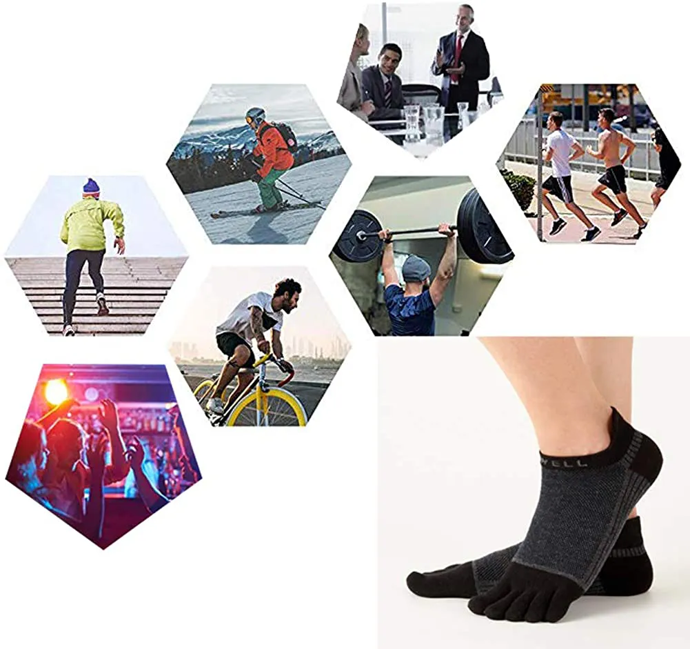 Men's Cotton Toe Socks Five Finger Socks No Show Crew Athletic Socks for Running 4 Pairs(Size 7-11)