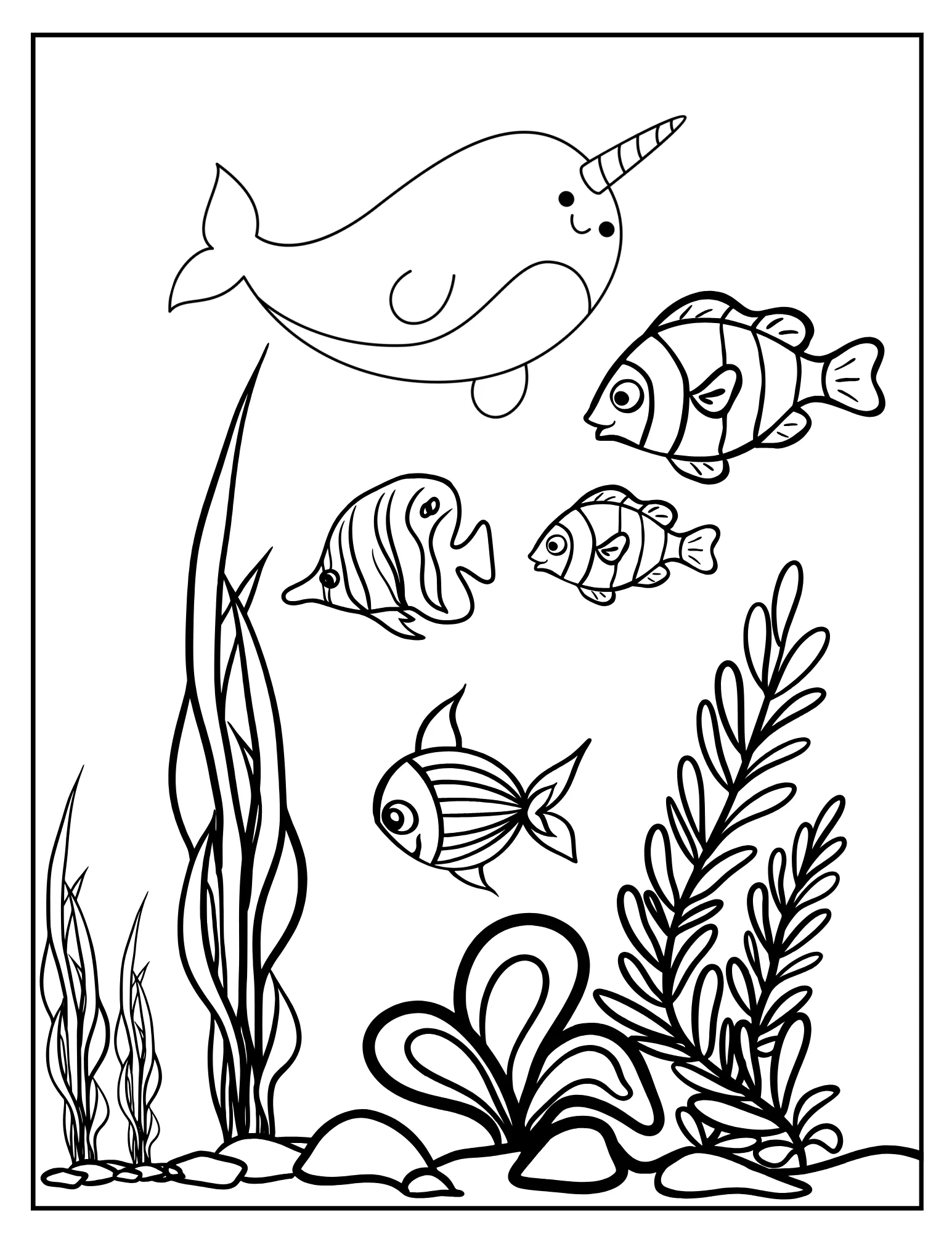 NARWHAL'S Adventures: Printable Coloring Book for Ocean Lovers (PDF)