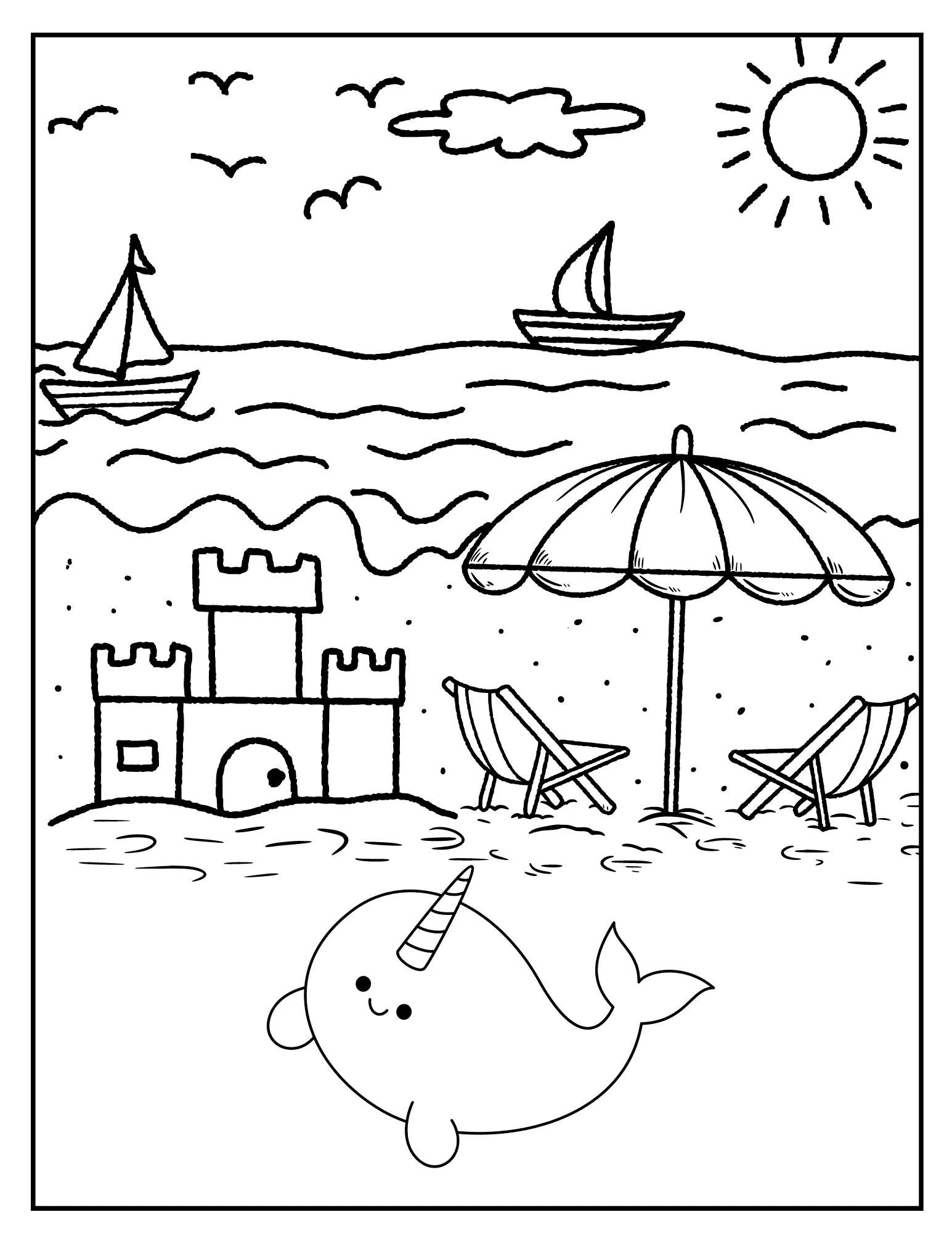 NARWHAL'S Adventures: Printable Coloring Book for Ocean Lovers (PDF)