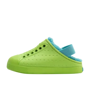 Native Jefferson Cozy Kids Shoes - Snap Green / Maui Blue