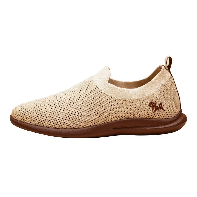 Neeman's Slip-On Casual Shoes for Men| Ivory & Brown | Padded Insole