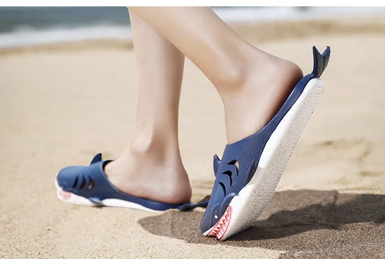 Non-slip Men's Slippers Cute Shark Beach Funny Summer Shoes