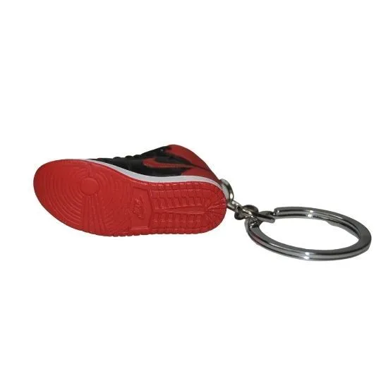 Novelty Sneaker Keyring Stocking Filler 2D Jordan 1 "Bred" Black Red White