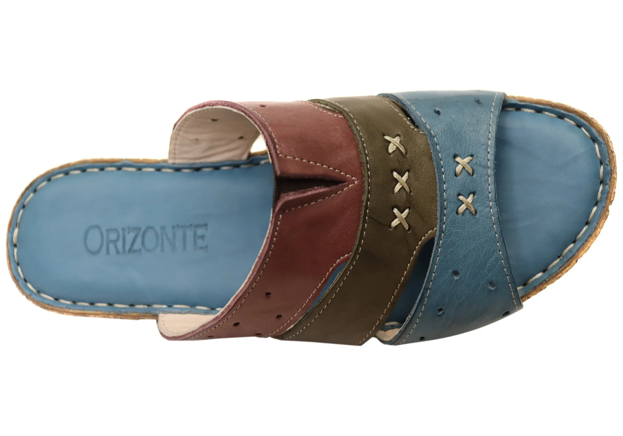 Orizonte Cottage Womens Comfortable European Leather Slides Sandals