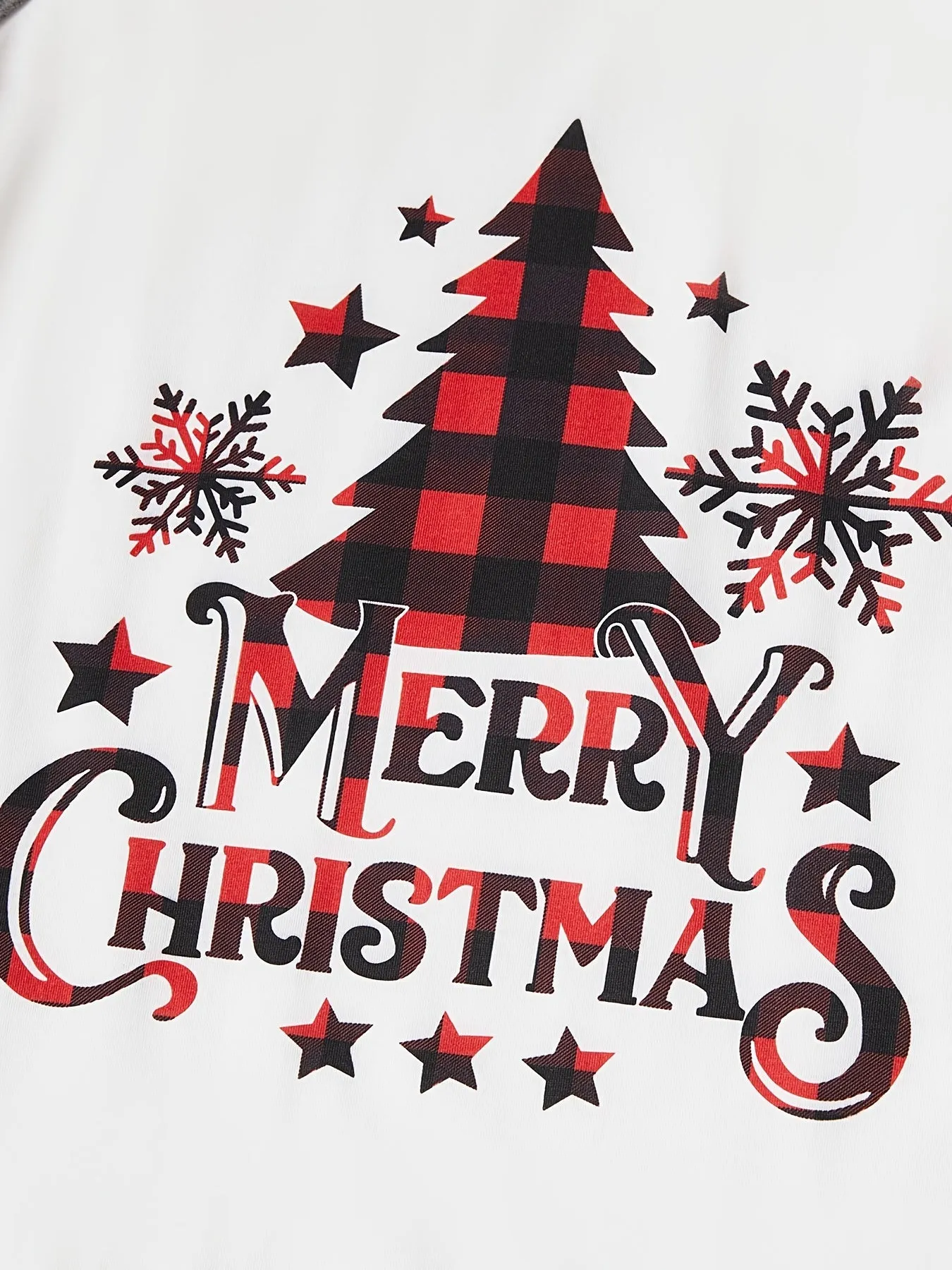 PatPat Christmas Family Matching Tree & Snowflake Graphic and Letters Print Grey Crew Neck Round Neck Long*Sleeve Sets (Flame Resistant) For Spring & Autumn/Fall & Winter Outdoors