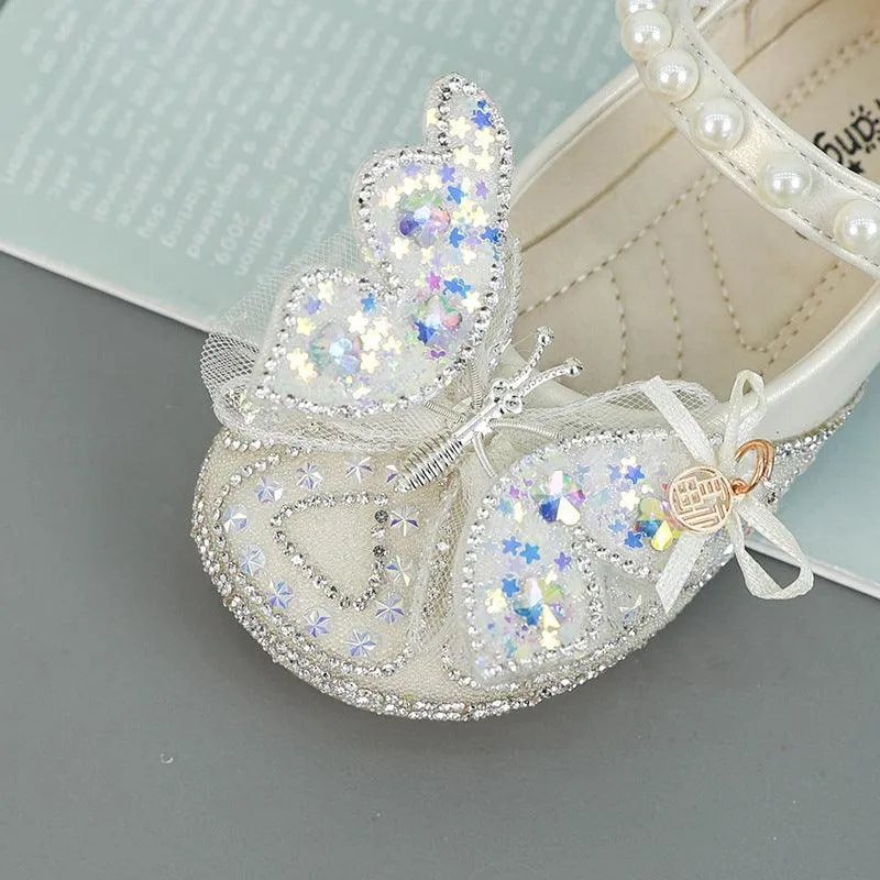 Pearl Butterfly Shoes Charming Kid's Shoes Princess's Choice