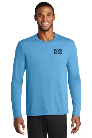 Port & Company Long Sleeve Performance Customized Blend Tee's, Aquatic Blue