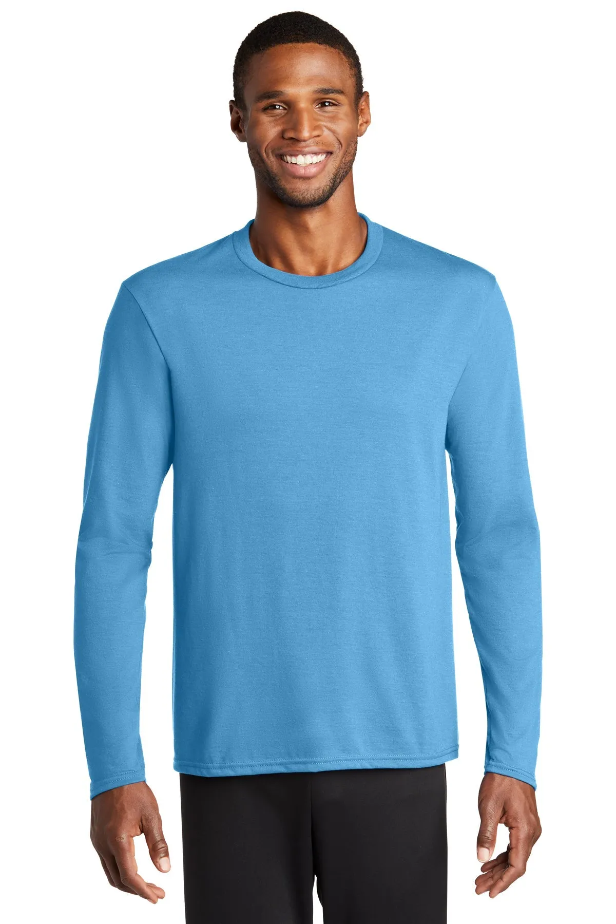 Port & Company Long Sleeve Performance Customized Blend Tee's, Aquatic Blue