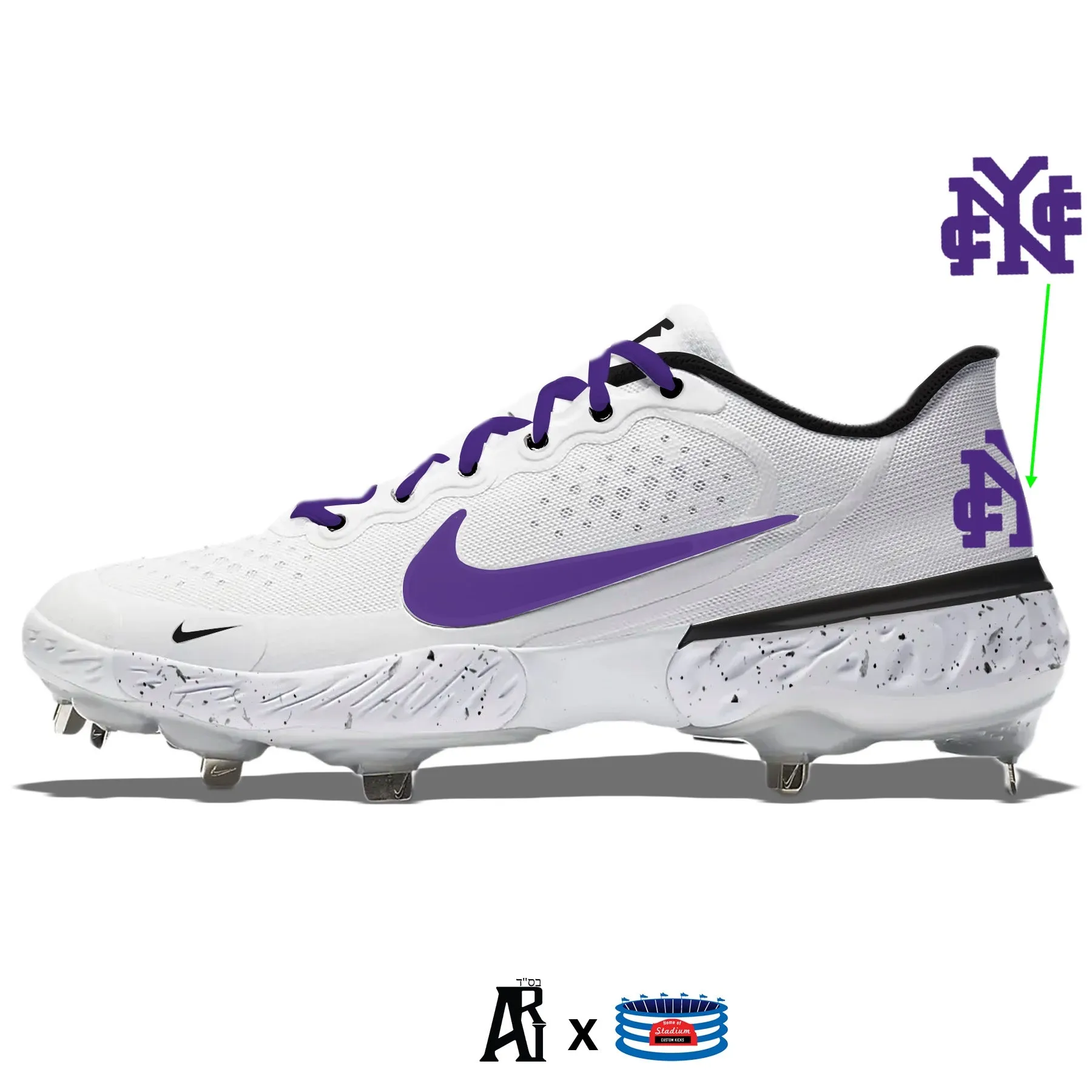 "CCNY Alternate" Nike Alpha Huarache Elite 3 Low Cleats