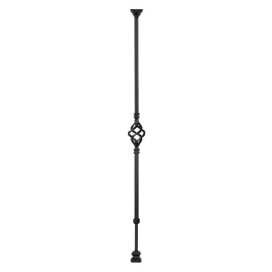 "Ole Iron Slides" 1/2" Square x 30"-38"H Single Basket Adjustable Hollow Iron Baluster (ISBAS)