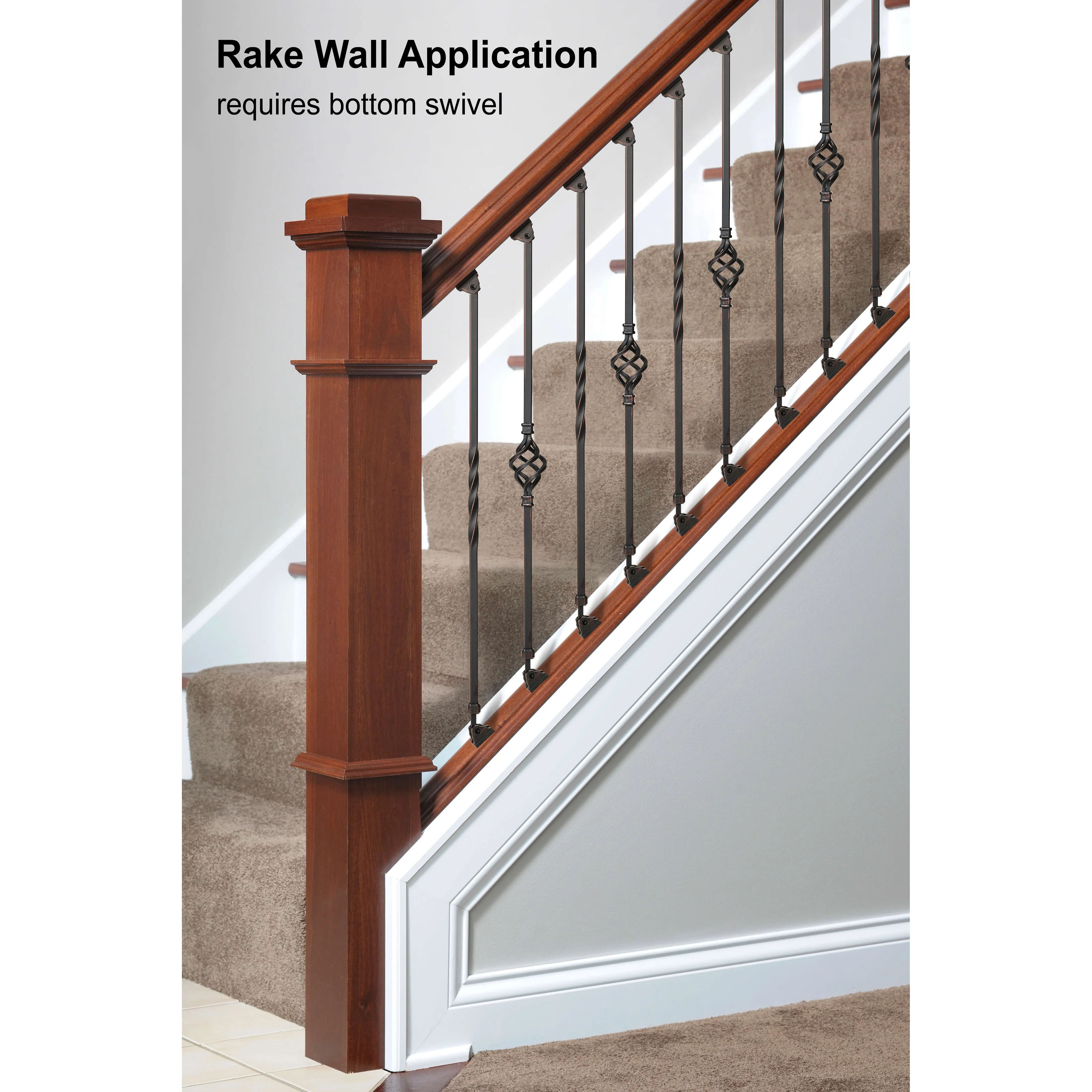 "Ole Iron Slides" 1/2" Square x 30"-38"H Single Basket Adjustable Hollow Iron Baluster (ISBAS)