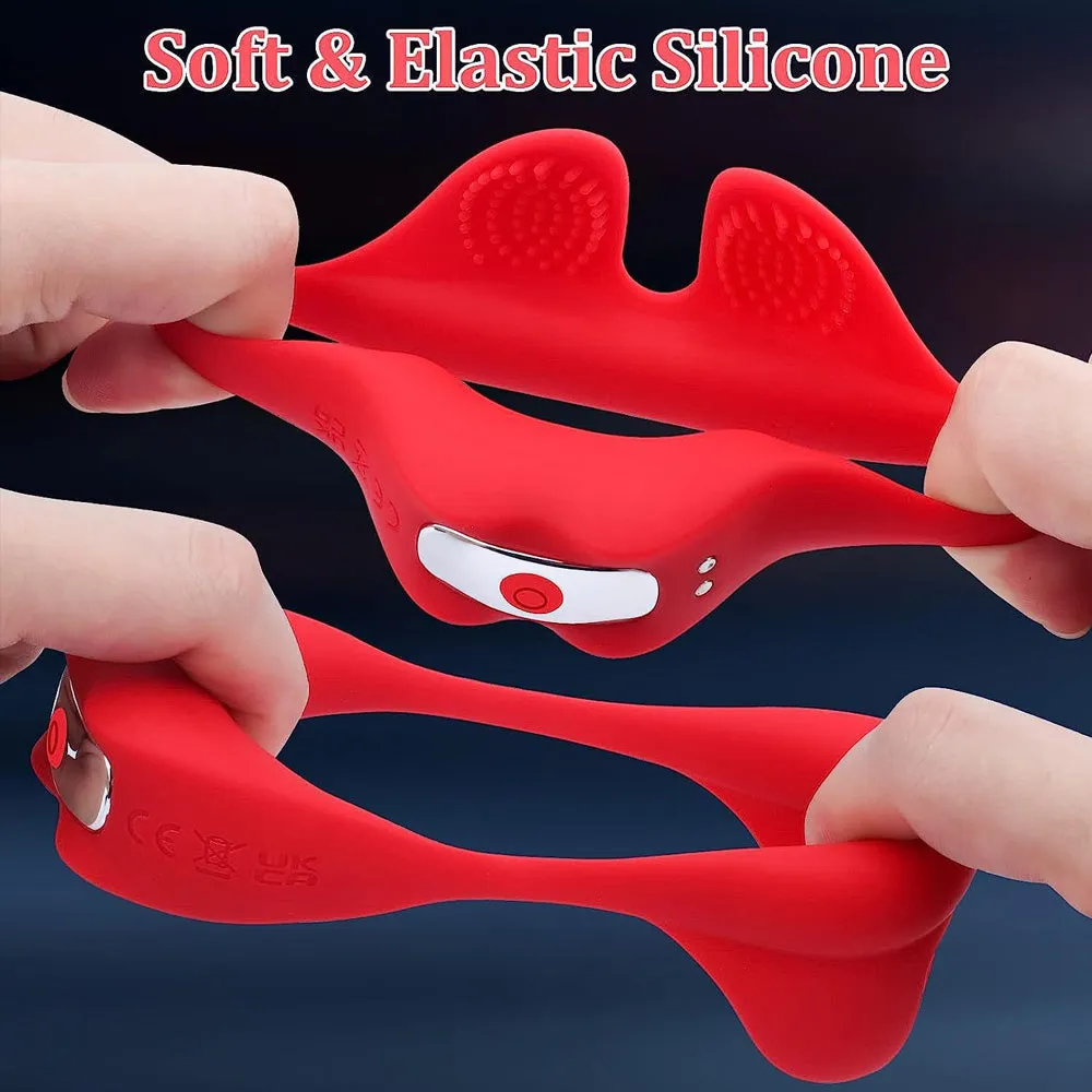 Red Lips Vibrating Cock Ring Silicone Male Penis Ring