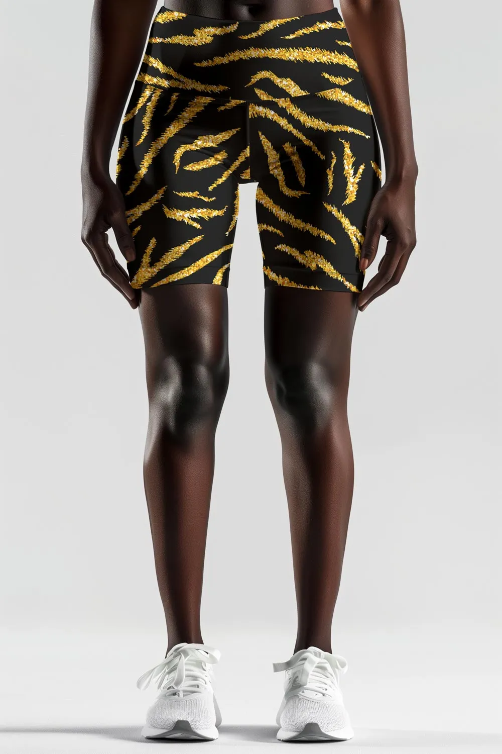 Roarsome Karen Black & Gold Performance Yoga Biker Shorts - Women