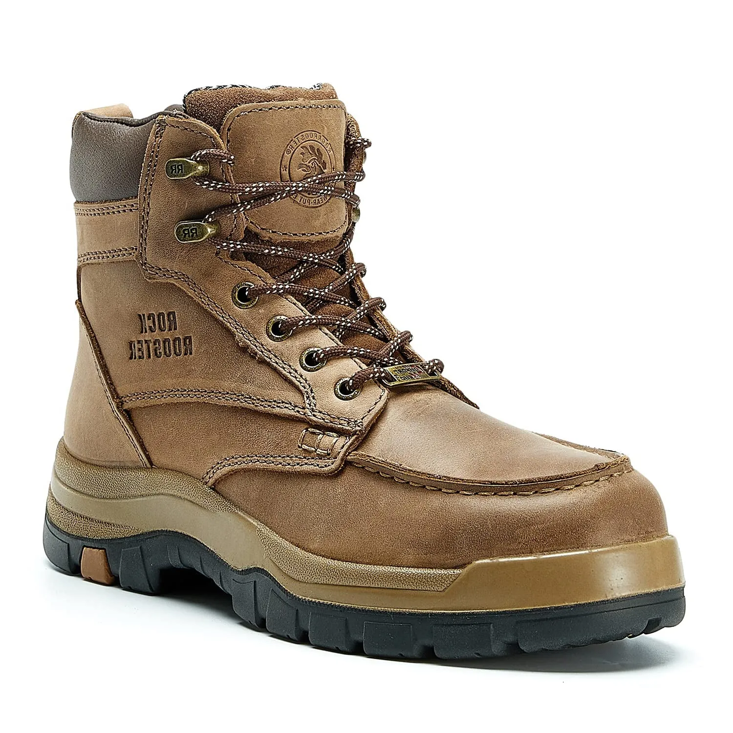 ROCKROOSTER Zumbro 6 inch Wide Steel Toe, Waterproof, Rubber Outsole, EH Protection,, ASTM 2413, Work Boots AK370