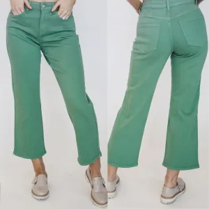 Rubies   Honey Hi-Rise Green Wide Leg Cropped Jeans