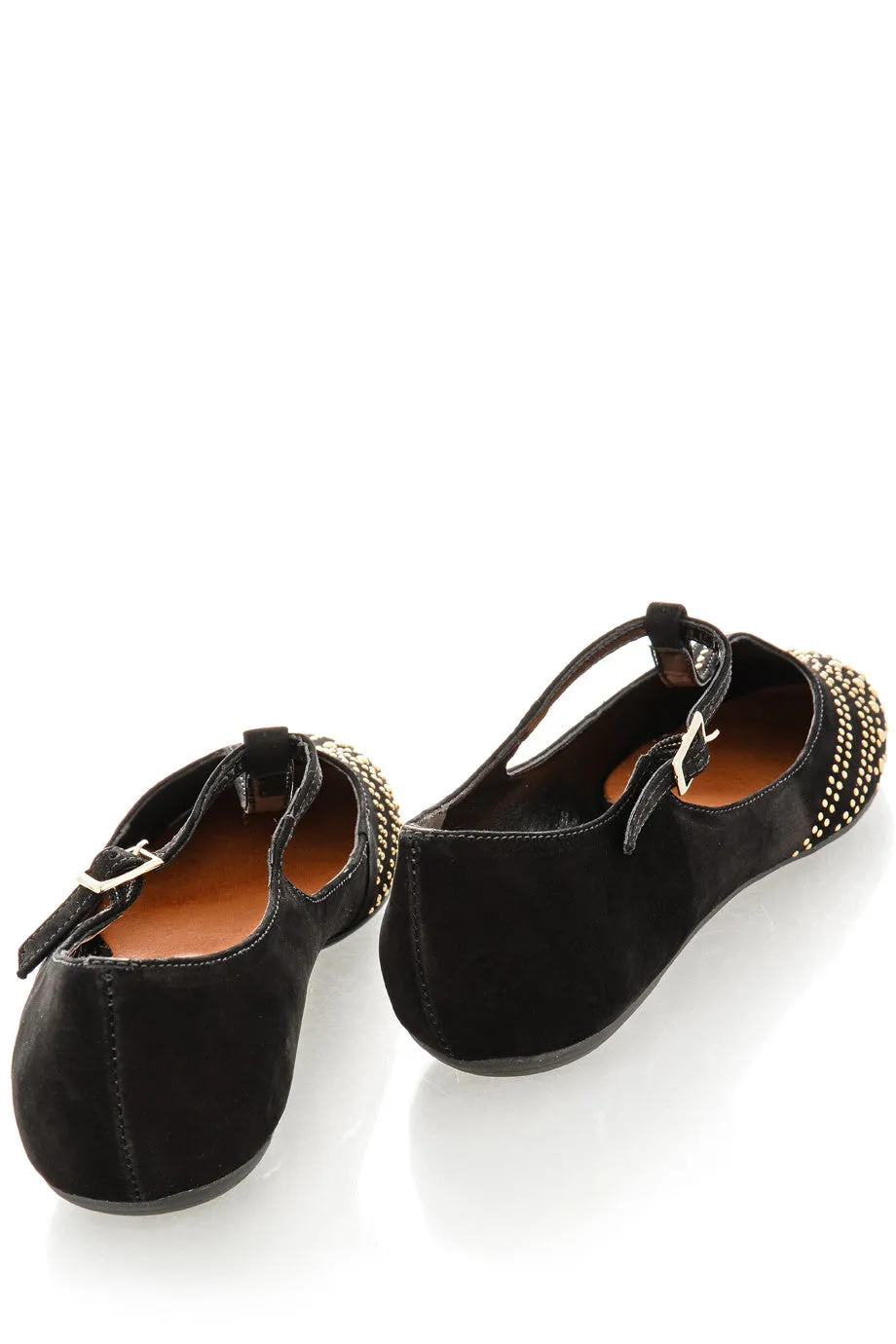 SABILE Black Studded Ballerinas