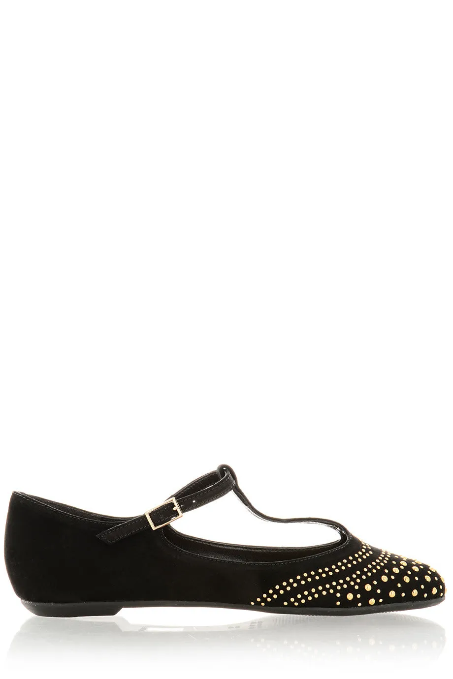 SABILE Black Studded Ballerinas